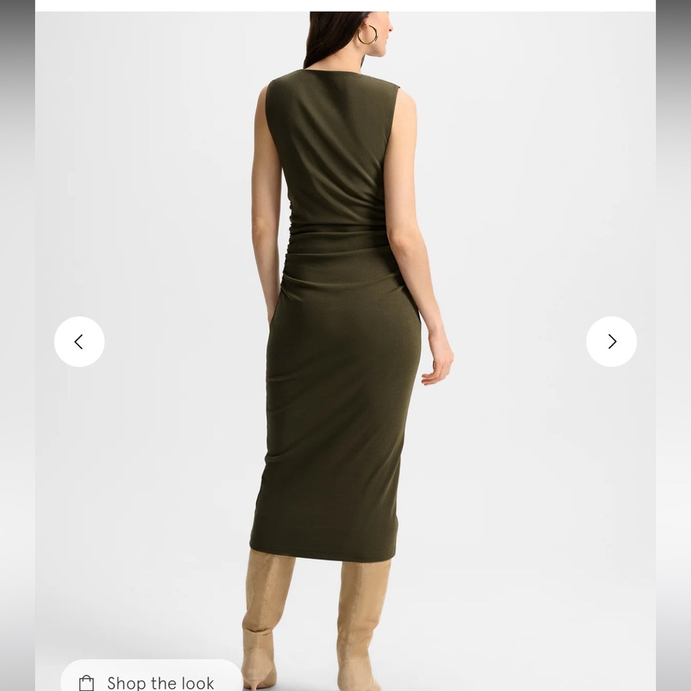 new Veronica Beard Charissa Stretch-Cotton Midi Dress in Cypress olive - Picture 3 of 8